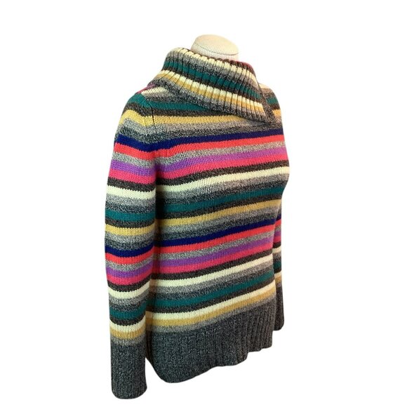 Vintage Gap Retro Y2K Sweater Medium Striped Knit Turtleneck Lambswool - Picture 5 of 13